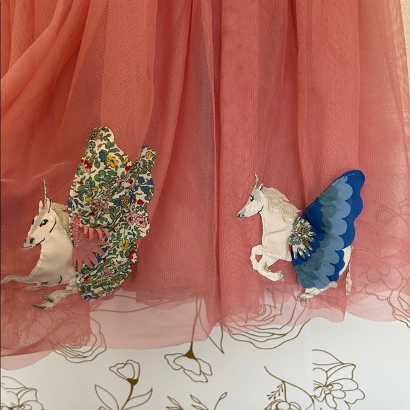 Mini Boden Pink Dress Unicorn patch ballerina swing spin pink tulle tutu 11-12 - Picture 2 of 4